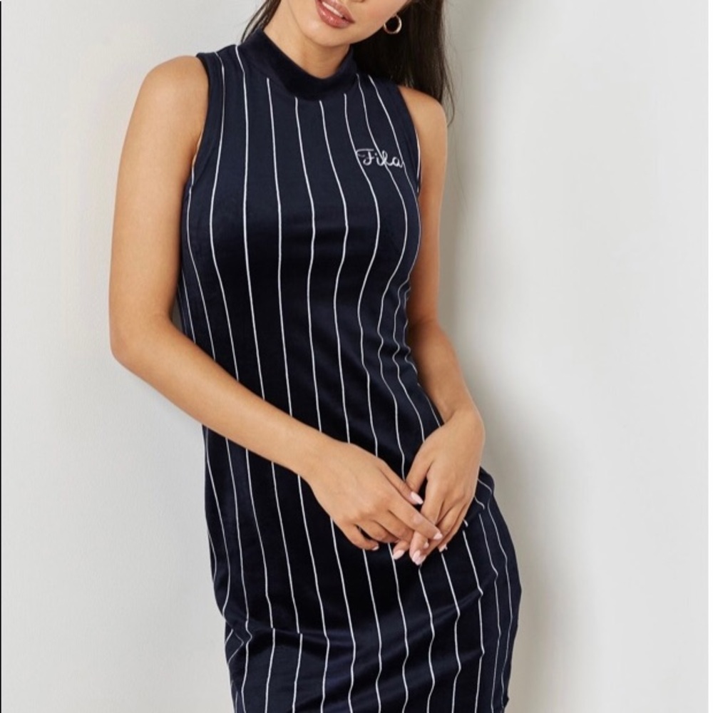 Fila Esme Striped Velour Sleeveless Dress